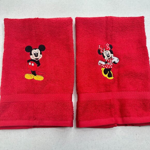 Mickey Minnie Mouse Towels Embroidered Hand Towel Set Cute Bathroom Decor - Picture 1 of 8